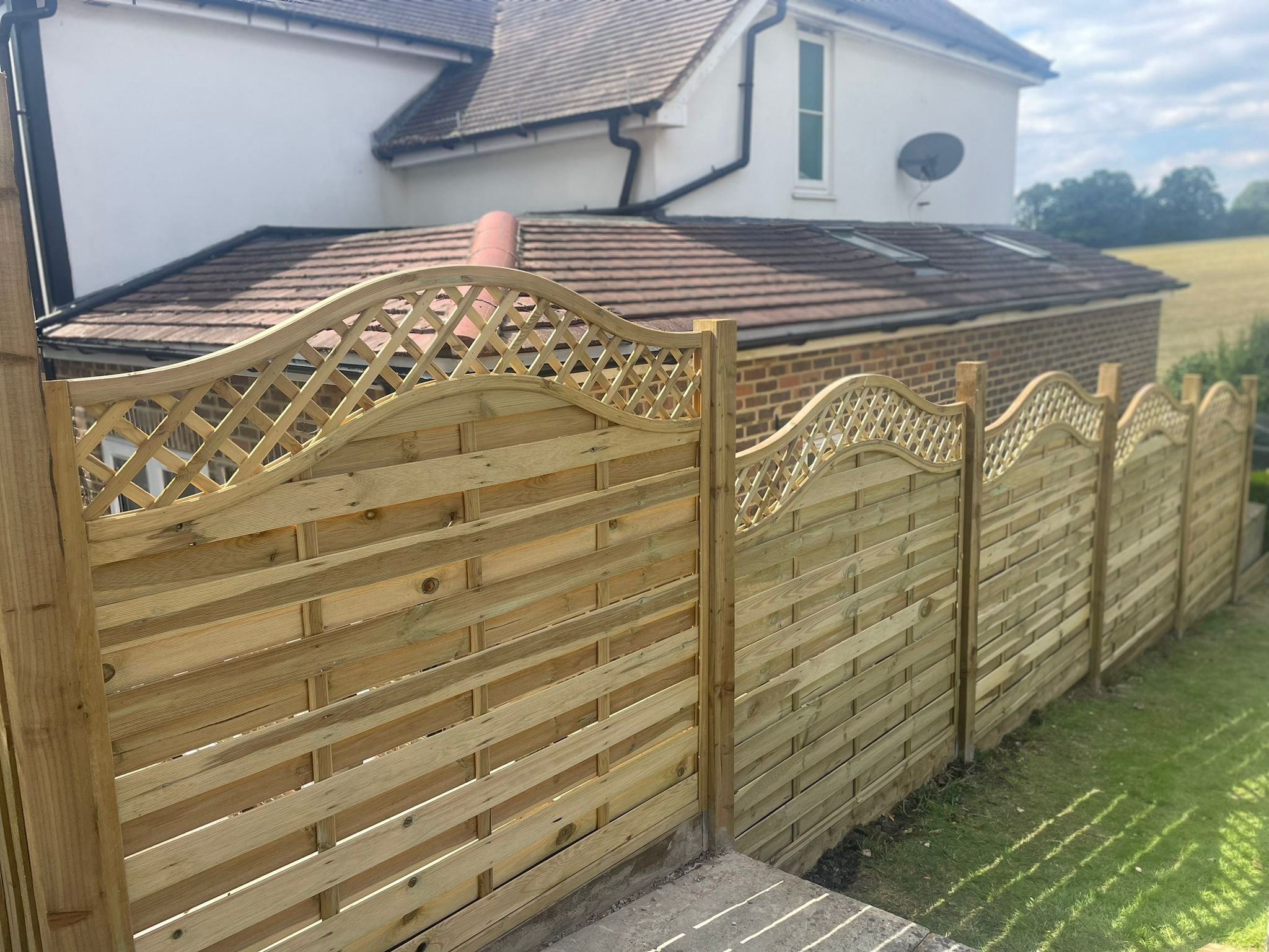 New wooden fence and posts